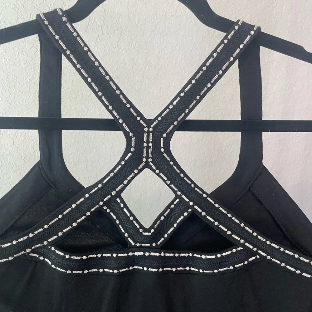 White House Black Market Black Tank with Emboirdered Trim - Picture 2 of 6